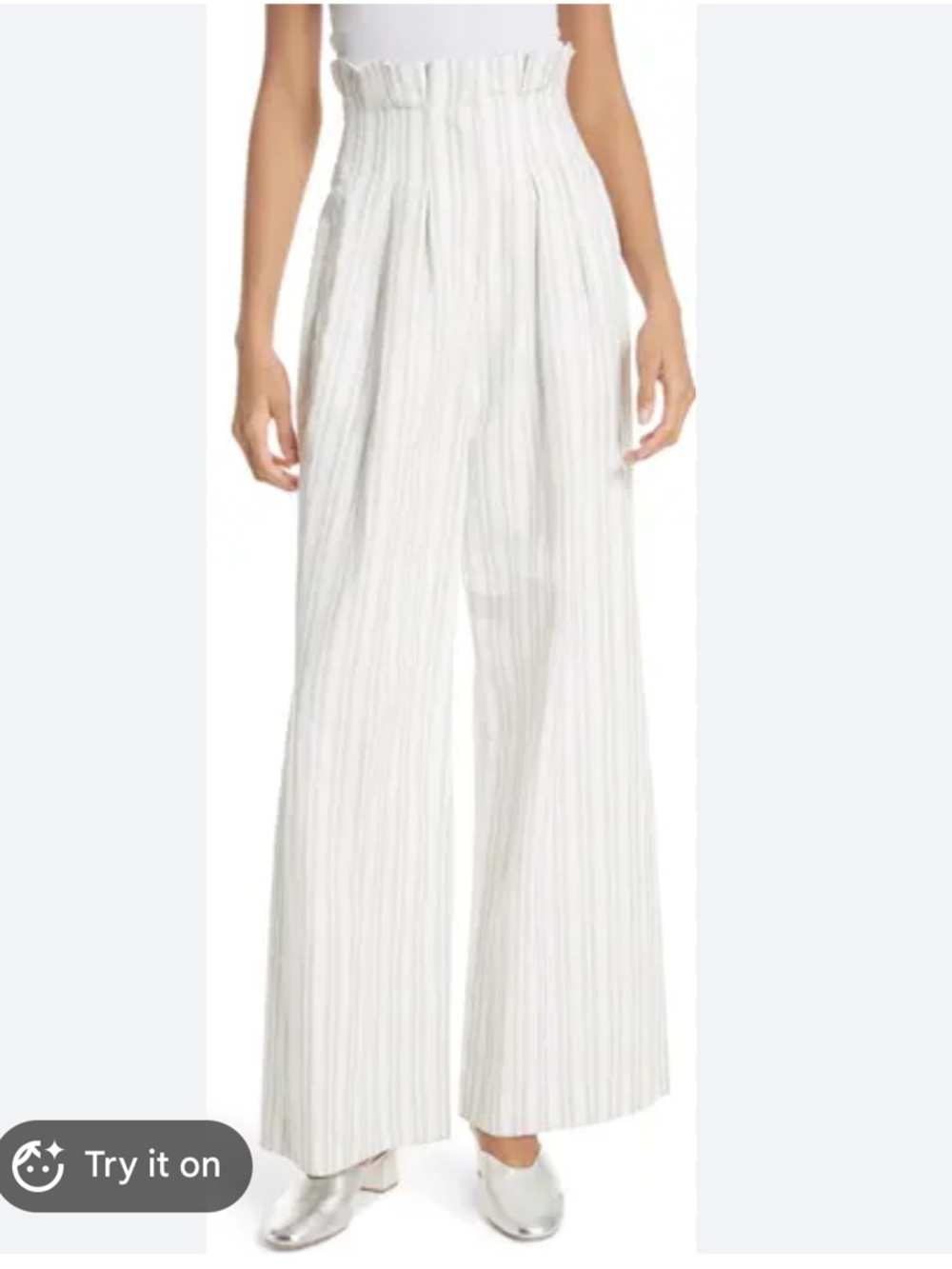 Rebecca Taylor High-Rise Wide-Leg Paperbag Pants - White